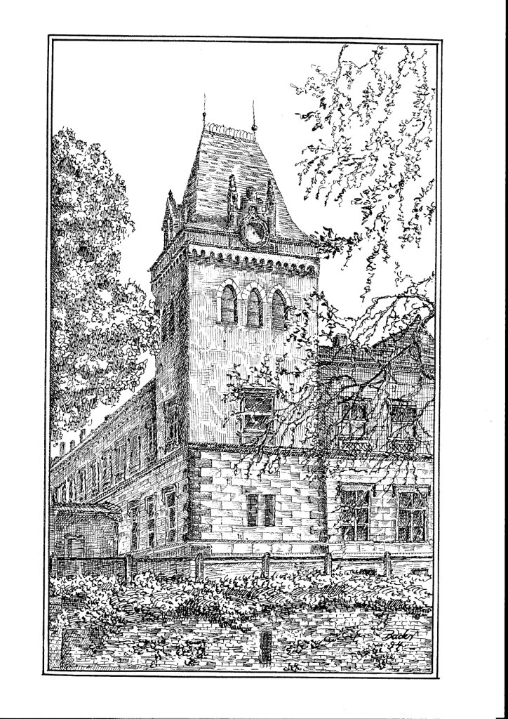 Schloss Gusow im Oderbruch - Federzeichnung von Ekkehard R. Bader.